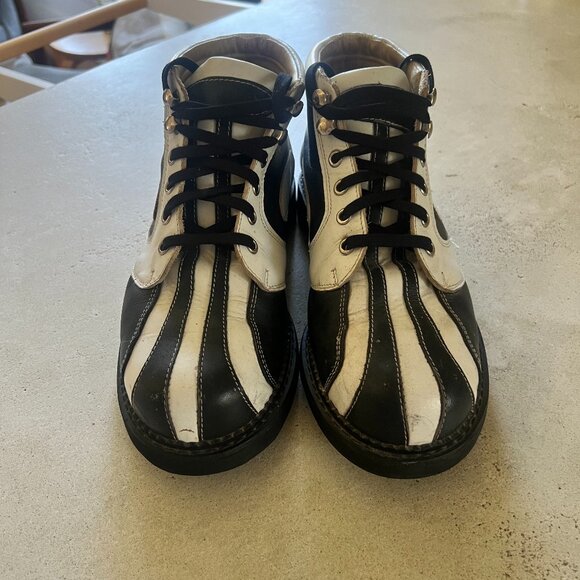 John Fluevog Vintage Seventh Heaven Angels Supervog Blk/Wht Boots M7 W9 - Picture 2 of 6